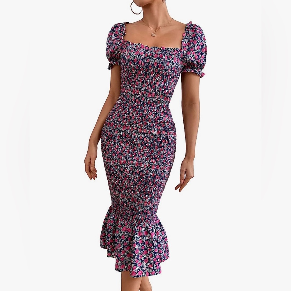 NEW Floral Midi Bodycon Dress